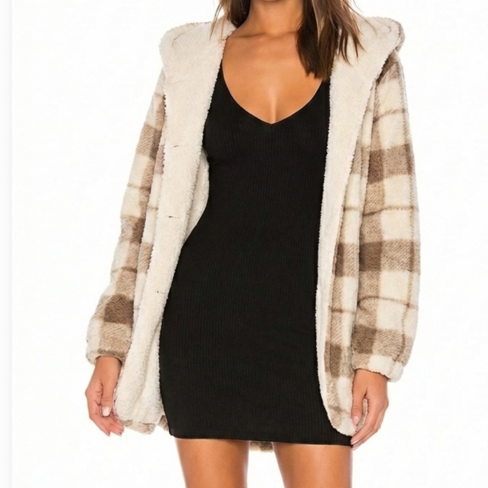 SALE 3️⃣for 1️⃣ Plaid Sherpa Jacket - Cream and Brown NWOT